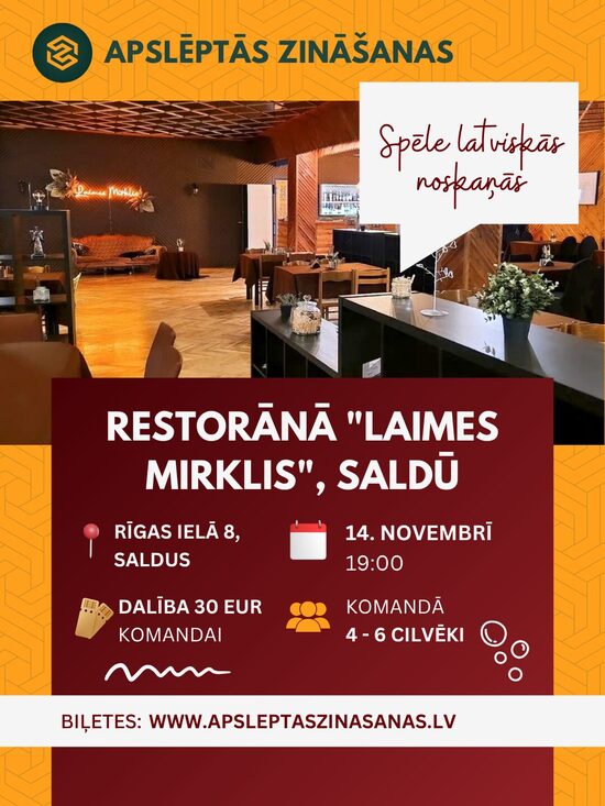 Komandas dalība spēlē restorānā "Laimes mirklis" - 14.11. 